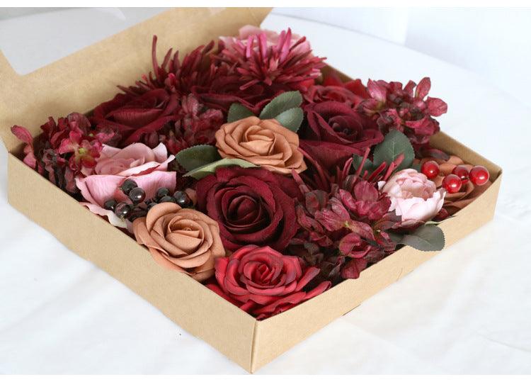 Simulated red rose silk fabric aircraft box DIY interior decoration